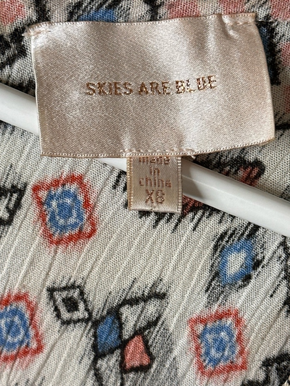 Skies Are Blue Cream Festival Kimono with Coral & Blue Accents Size XS oversized - Picture 4 of 4